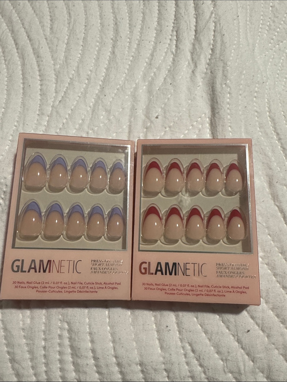 GLAMnetic Nude Press-On Nails with Purple or Red French Tips